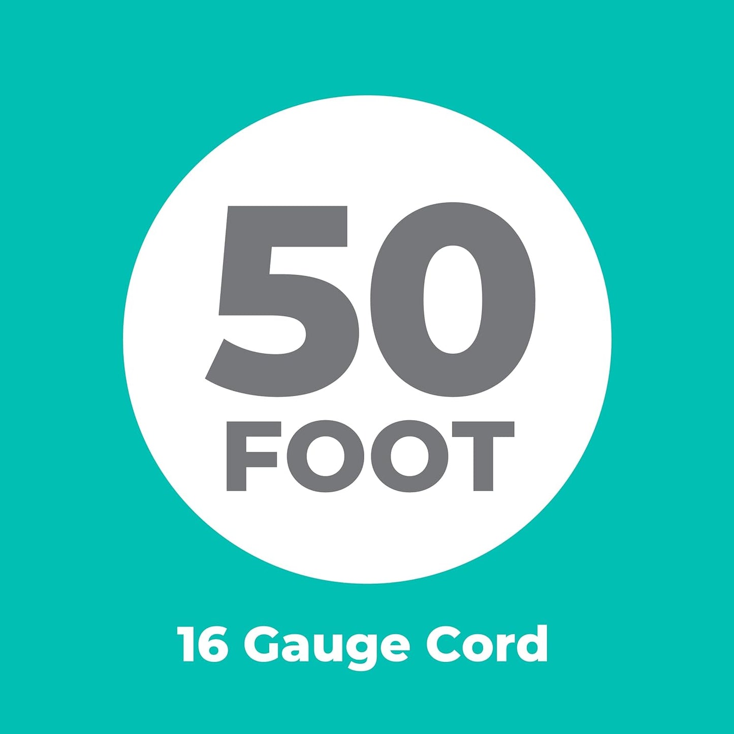 50Ft 16AWG Outdoor Extension Cord, SJTW 16/3 Lighted Power Cord, Bright Orange, ETL Certified (50Ft/15.24M)