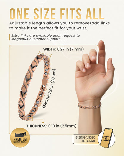 Women’s Ultra Strength Pure Copper Magnetic Therapy Bracelet (XO)