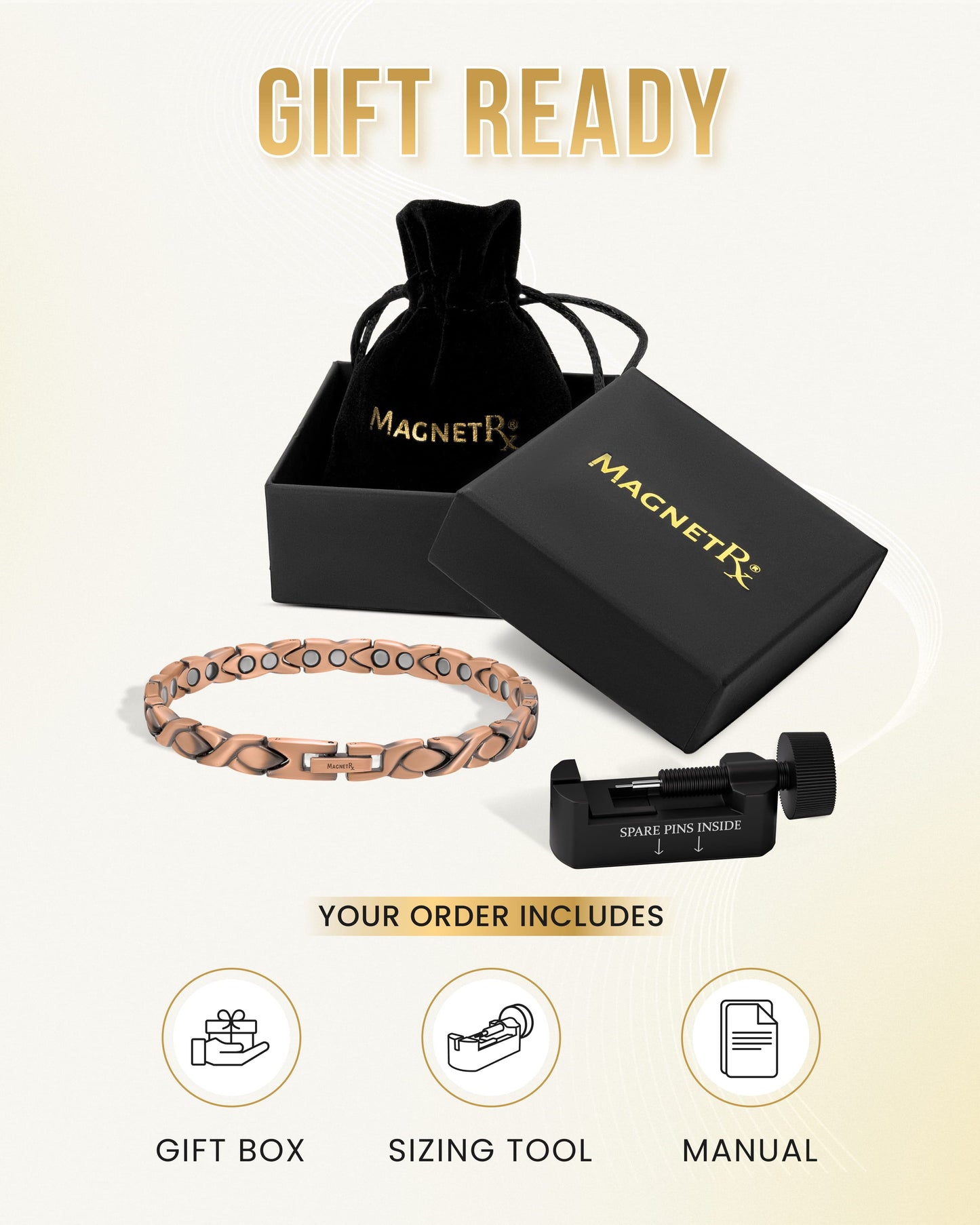 Women’s Ultra Strength Pure Copper Magnetic Therapy Bracelet (XO)